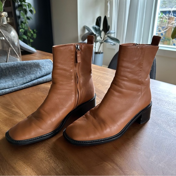 Everlane The City Boot in Desert Tan Leather Square Toe Block Heel Women's 8.5 - Picture 4 of 8